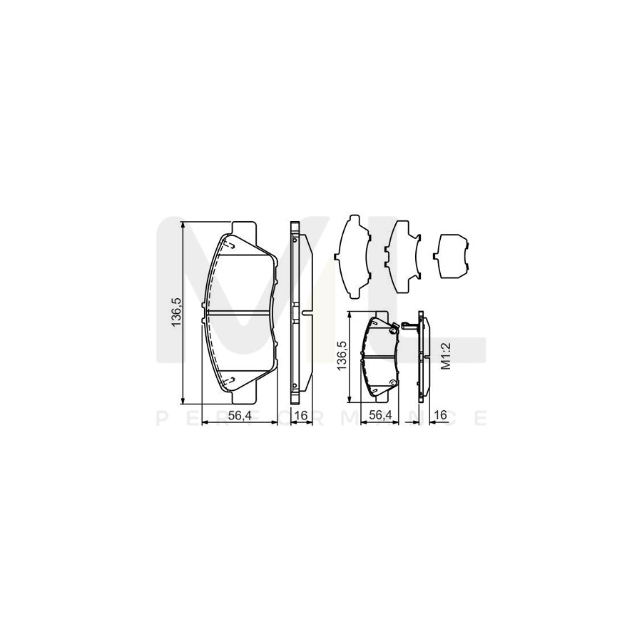 Bosch 0986Tb3185 Brake Pad Set For Honda Jazz Hatchback (Ge, Gg, Gp, Za) With Acoustic Wear Warning, With Integrated Wear Warning Contact | ML Performance Car Parts