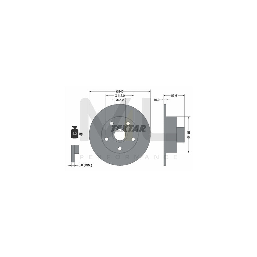 TEXTAR PRO 92072103 Brake Disc for AUDI A4 Solid, Coated, with wheel hub, without wheel studs | ML Performance Car Parts