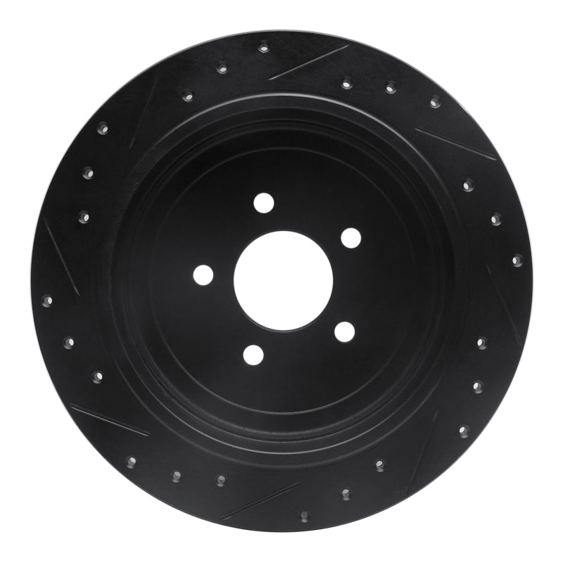 R1 Concepts R1 03-11 Lincoln Town Car Rear Right Drilled & Slotted Black Brake Rotor