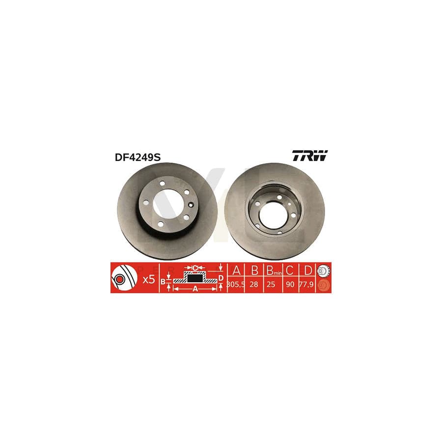 TRW DF4249S Brake Disc Vented, Painted | ML Performance Car Parts