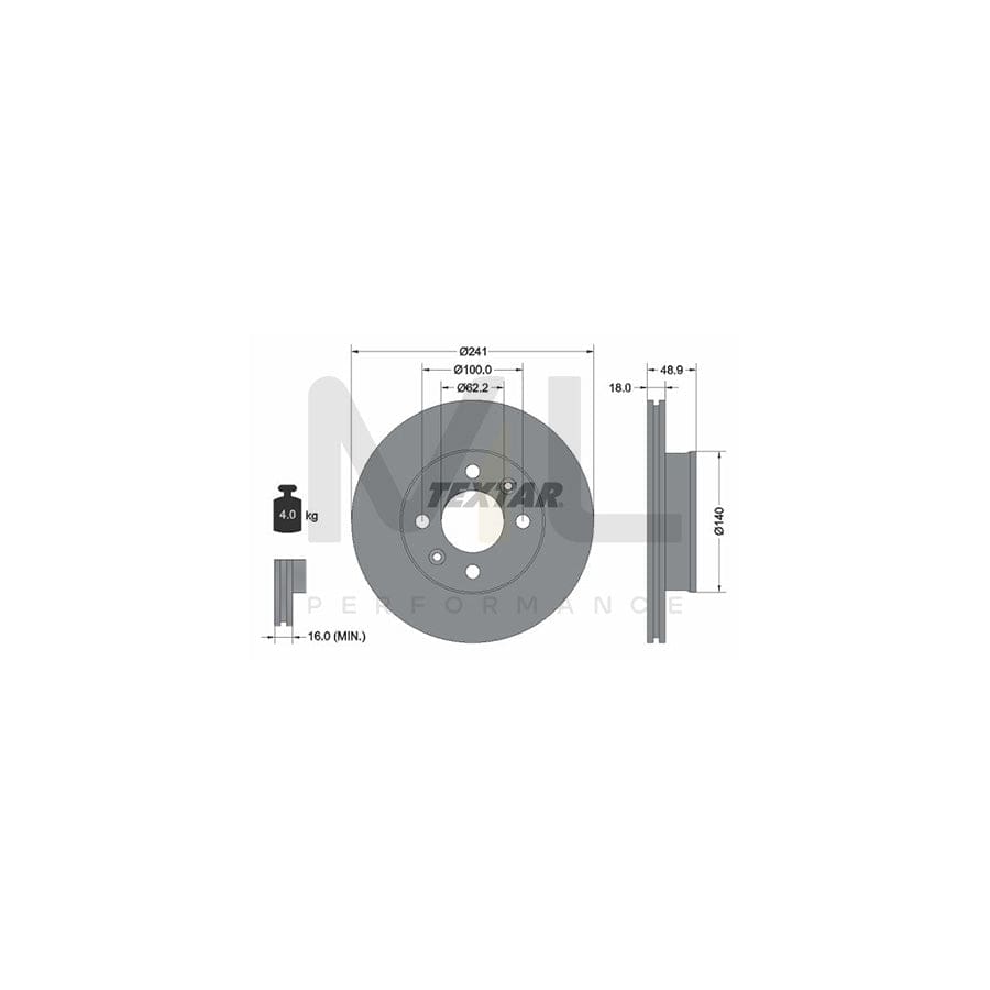 TEXTAR 92147100 Brake Disc Internally Vented, without wheel hub, without wheel studs | ML Performance Car Parts