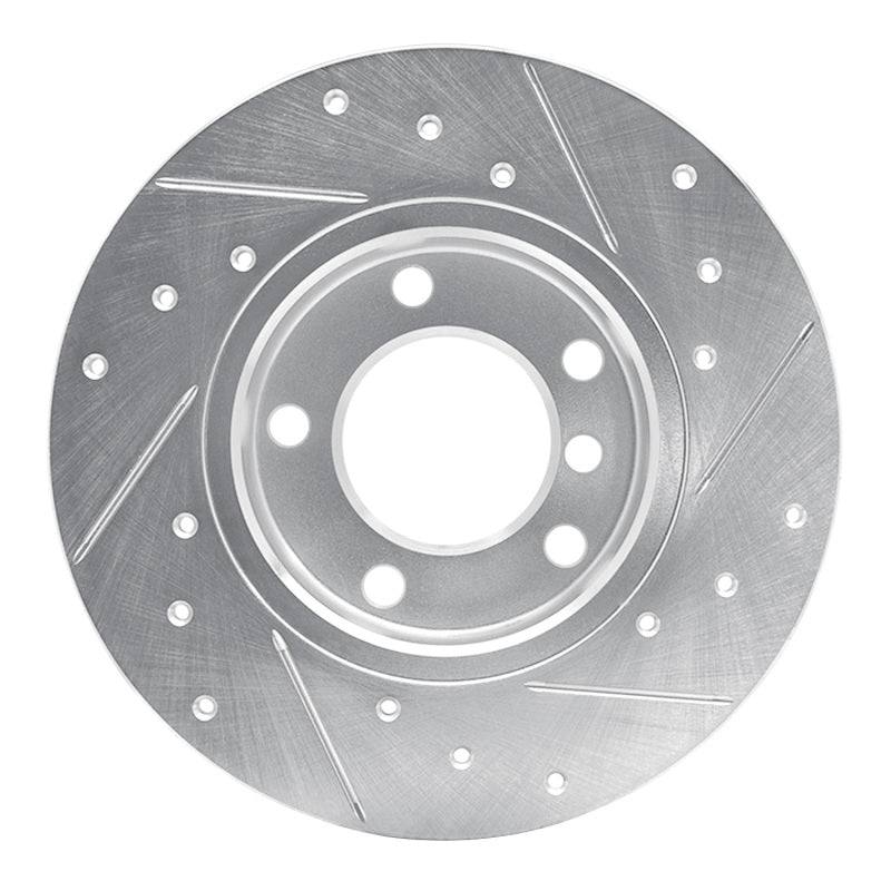 R1 Concepts R1 95-98 BMW 318TI Front Left Drilled & Slotted Silver Brake Rotor