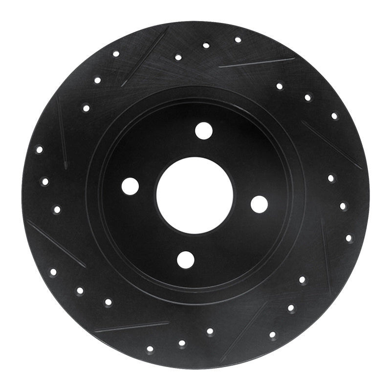 R1 Concepts R1 02-04 Ford Focus Rear Right Drilled & Slotted Black Brake Rotor