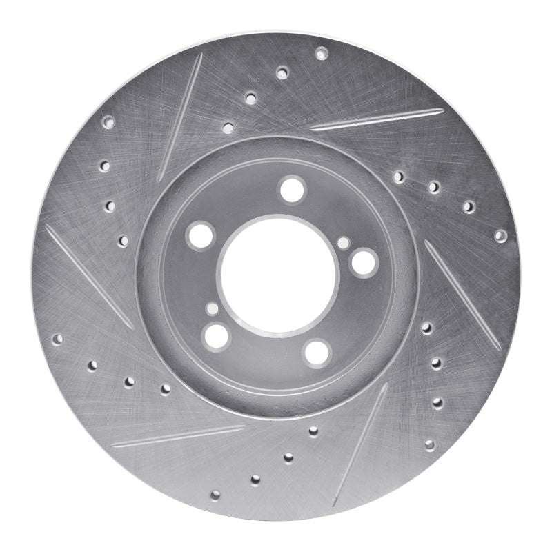 R1 Concepts R1 93-07 Ford Taurus SHO Front Right Drilled & Slotted Silver Brake Rotor