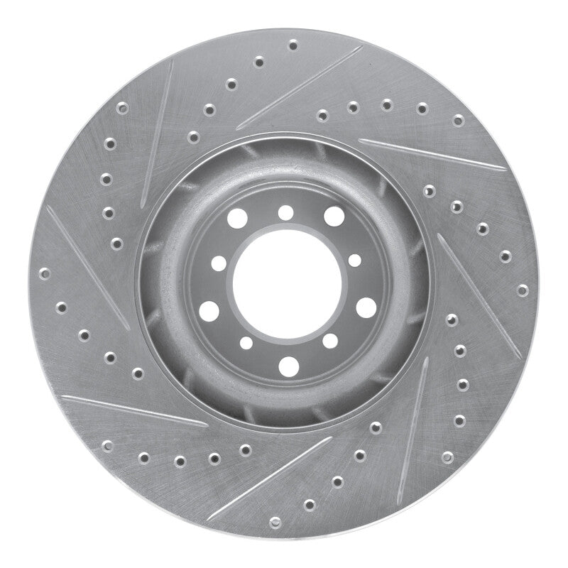 R1 Concepts R1 00-03 BMW M5 Left Front Drilled & Slotted Silver Brake Rotor