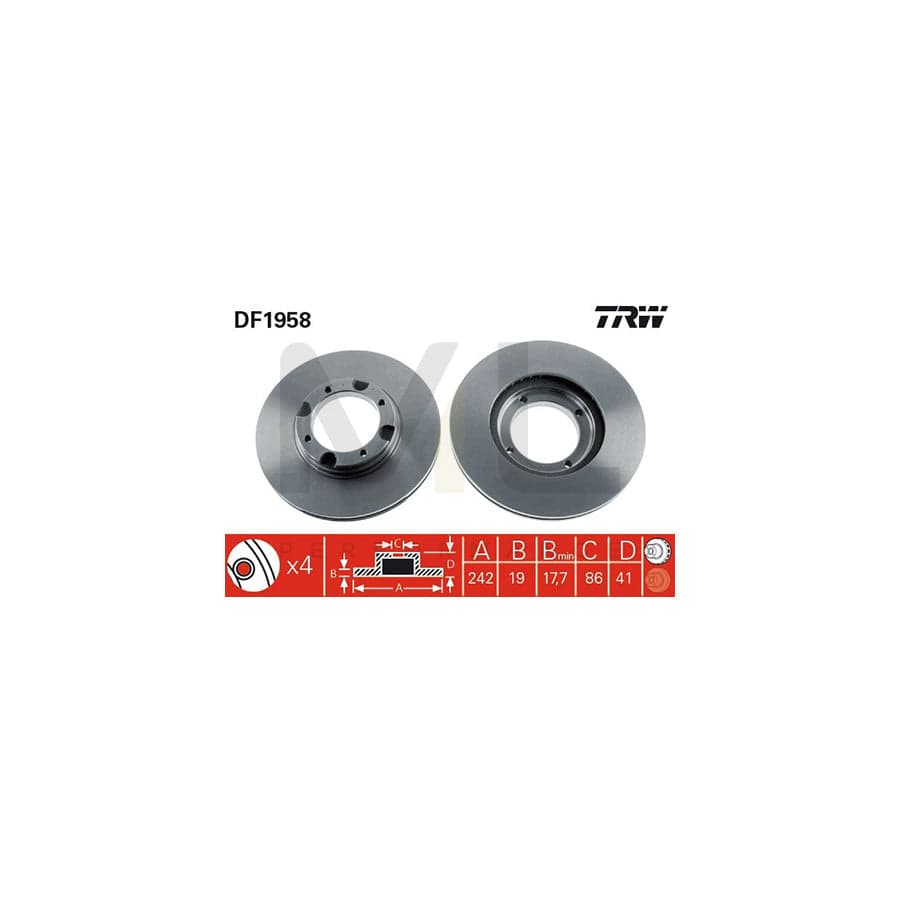 TRW DF1958 Brake Disc Vented, Painted | ML Performance Car Parts