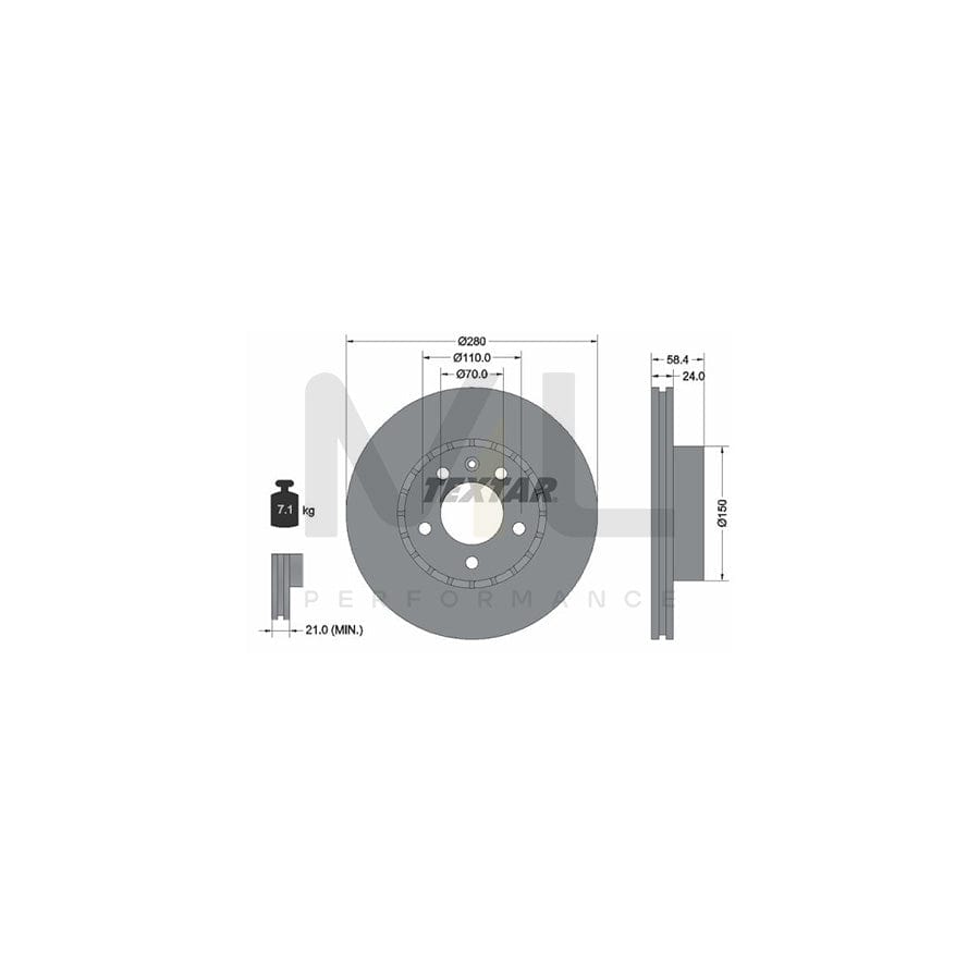 TEXTAR 92039300 Brake Disc Externally Vented, without wheel hub, without wheel studs | ML Performance Car Parts