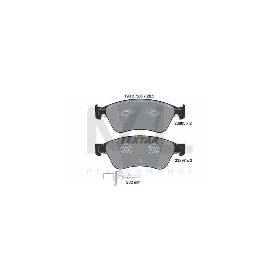 TEXTAR 2388501 Brake pad set with integrated wear warning contact | ML Performance Car Parts
