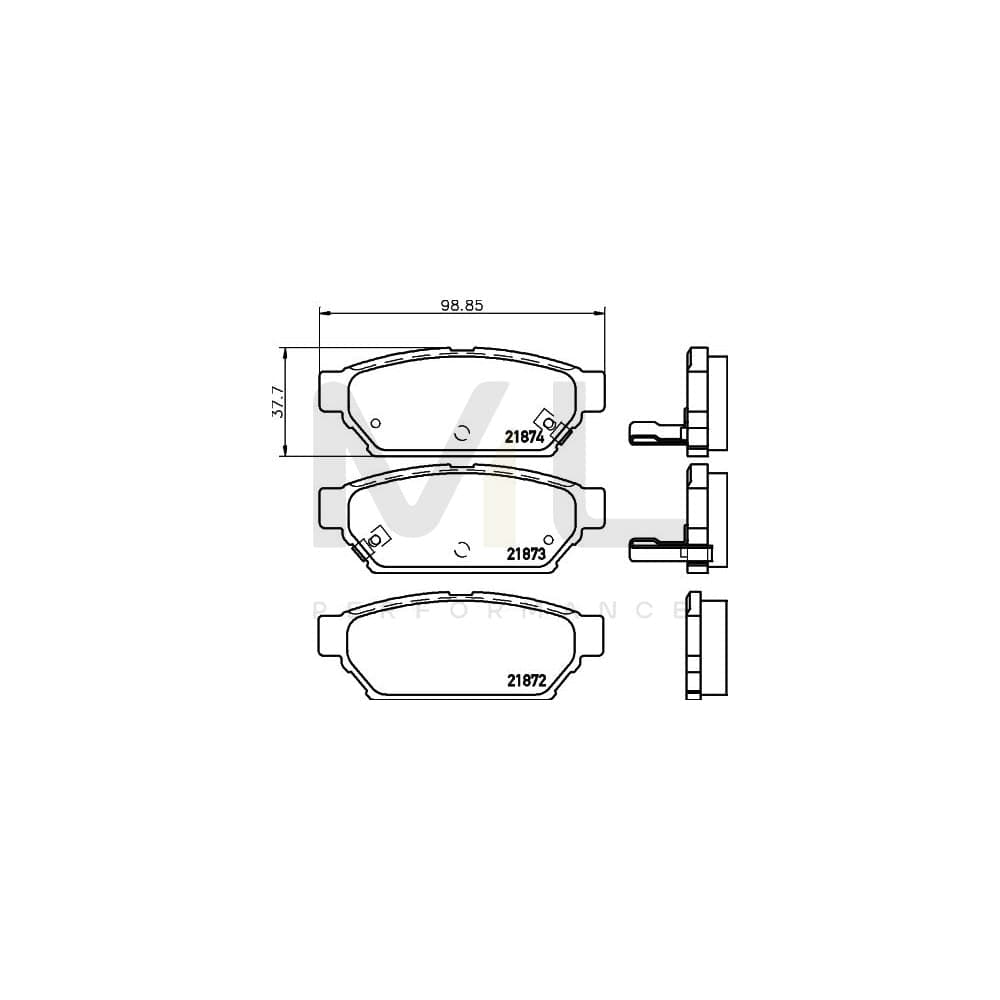 Hella 8DB 355 016-701 Brake Pad Set With Acoustic Wear Warning