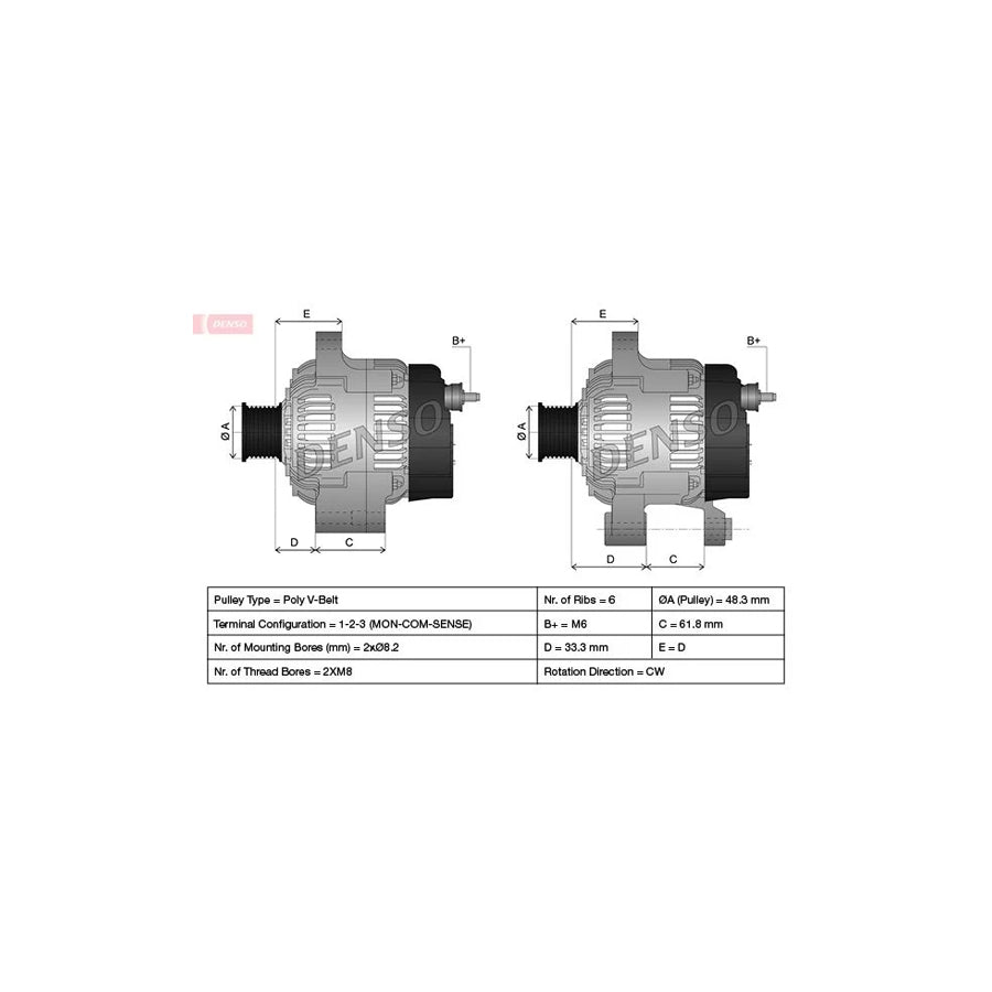 DENSO DAN507 Alternator for Ford Focus
