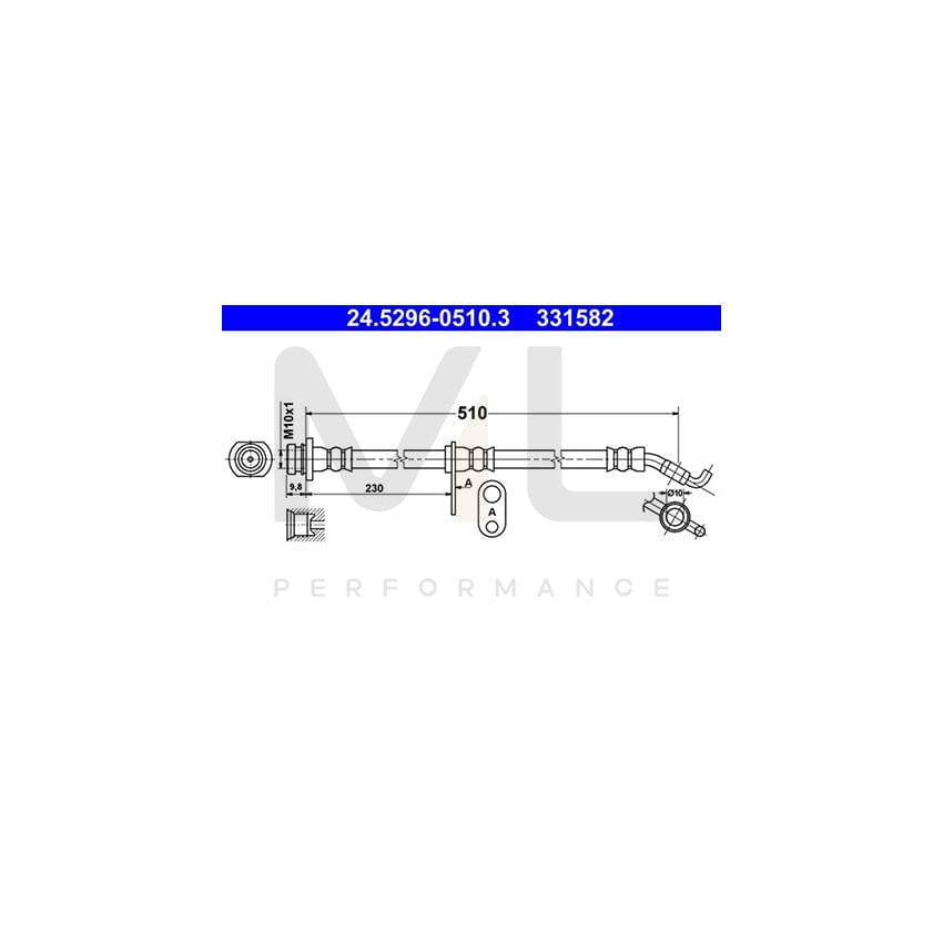 ATE 24.5296-0510.3 Brake Hose 510mm, M10x1