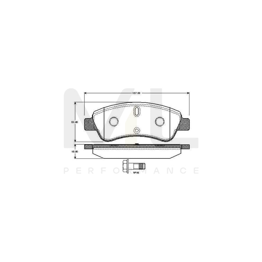 Bosch 0986Tb2407 Brake Pad Set Excl. Wear Warning Contact, With Bolts, With Accessories | ML Performance Car Parts