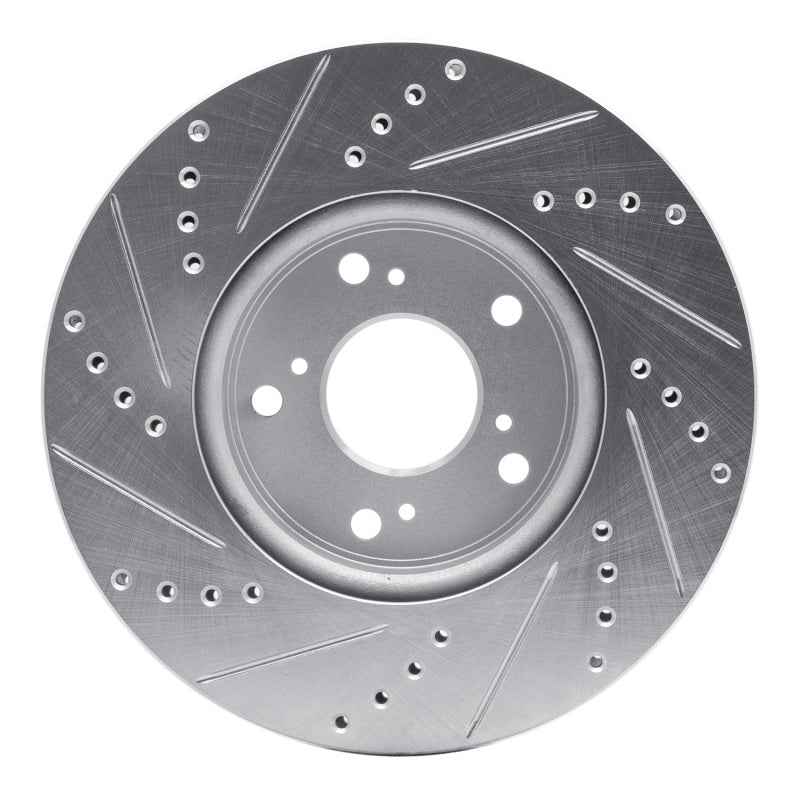 R1 Concepts R1 13-22 Honda Accord Sedan Front Right Drilled & Slotted Silver Brake Rotor