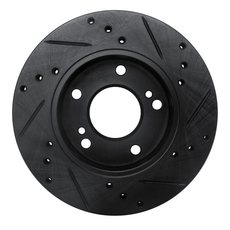 R1 Concepts R1 96-98 Nissan 240SX Front Left Drilled & Slotted Black Brake Rotor