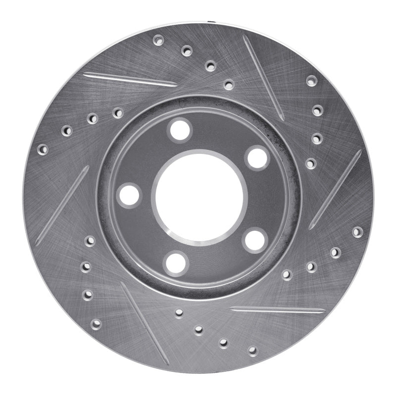 R1 Concepts R1 94-04 Ford Mustang Front Left Drilled & Slotted Silver Brake Rotor