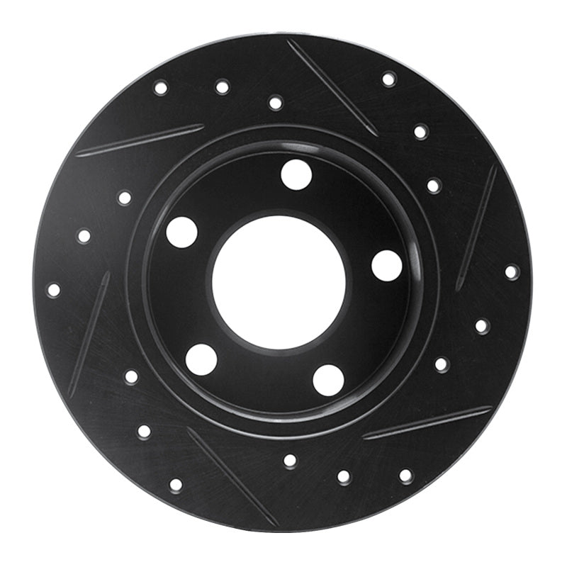 R1 Concepts R1 92-05 Audi A6 Quattro Rear Left Drilled & Slotted Black Brake Rotor