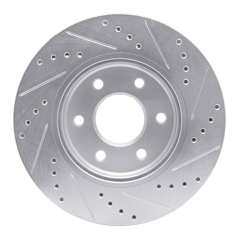 R1 Concepts R1 05-21 Nissan Frontier Front Left Drilled & Slotted Silver Brake Rotor