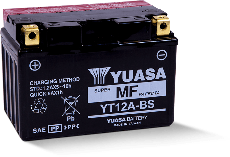 Yuasa Battery Yuasa YT12A-BS Maintenance Free AGM 12-Volt Battery w/Bottle