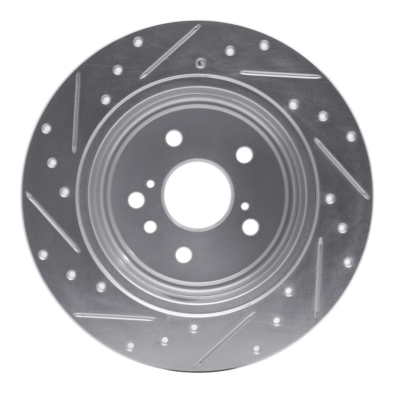 R1 Concepts R1 08-13 Toyota Highlander Rear Right Drilled & Slotted Silver Brake Rotor