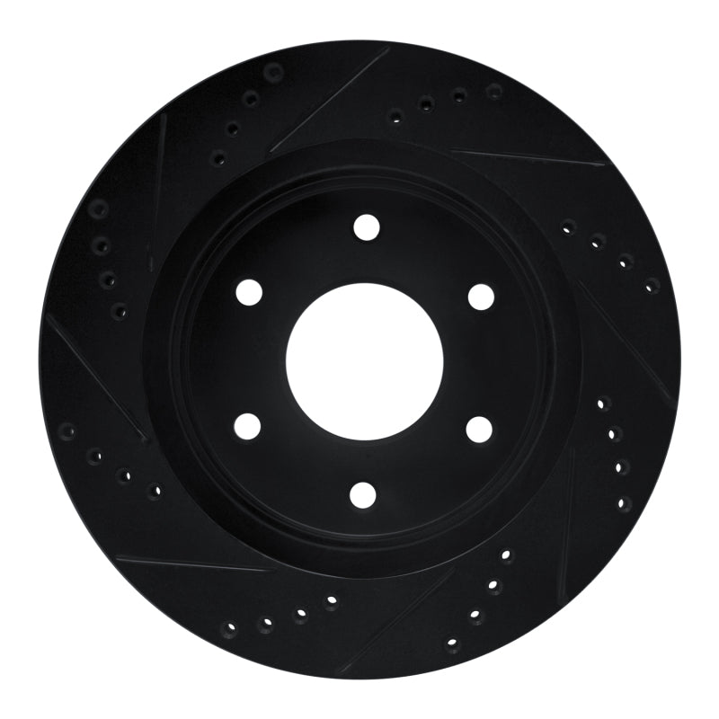 R1 Concepts R1 05-07 Infiniti QX56 Front Right Drilled & Slotted Black Brake Rotor