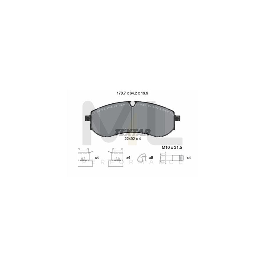 TEXTAR 2249201 Brake pad set prepared for wear indicator, with brake caliper screws, with accessories | ML Performance Car Parts