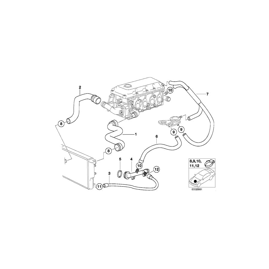 Genuine BMW 11537500331 E36 Water Hose (Inc. 316i 1.9) | ML Performance US Car Parts
