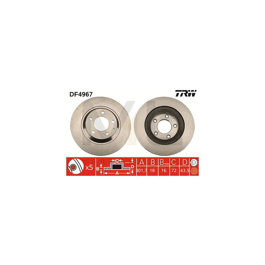 TRW DF4967 Brake Disc for MAZDA RX-8 (SE, FE) Vented, Painted | ML Performance Car Parts