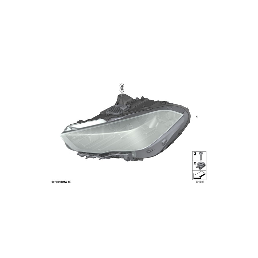 Genuine BMW 63119449597 F44 Headlight, Led Technology, Left (Inc. 228iX & M235iX) | ML Performance US