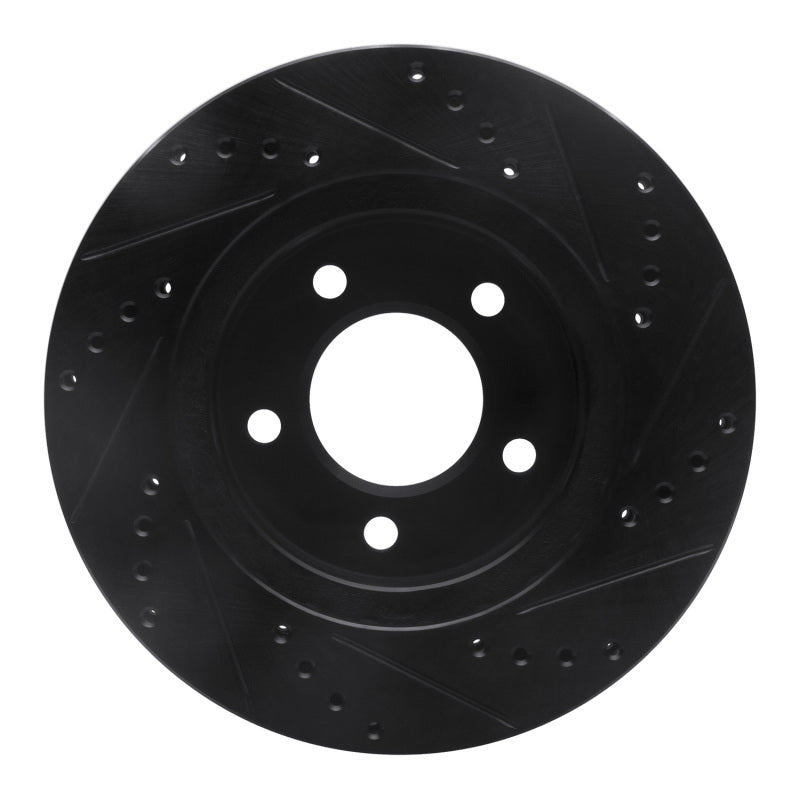 R1 Concepts R1 98-00 Chrysler LHS Front Right Drilled & Slotted Black Brake Rotor