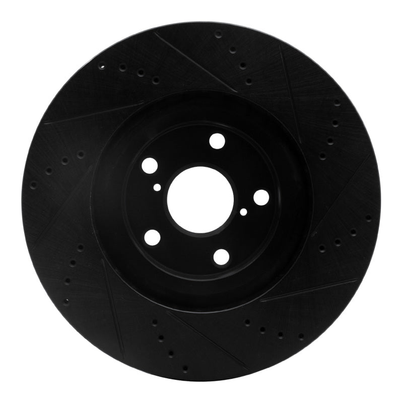 R1 Concepts R1 93-98 Toyota Supra Left Front Drilled & Slotted Black Brake Rotor