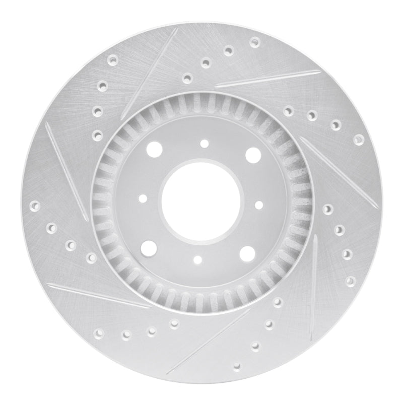 R1 Concepts R1 92-96 Honda Prelude Front Right Drilled & Slotted Silver Brake Rotor
