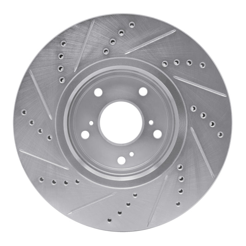 R1 Concepts R1 16-22 Acura ILX Front Right Drilled & Slotted Silver Brake Rotor