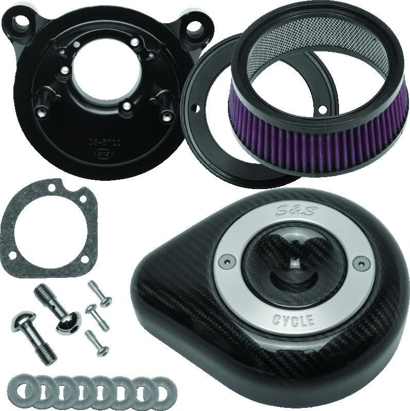 S&S Cycle 08-17 Touring/16-17 Softail Models Stealth Air Cleaner Kit w/ Carbon Fiber Cover