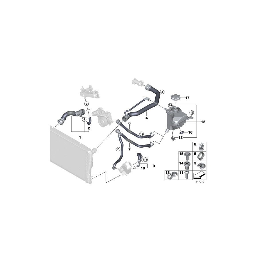 Genuine BMW 17127788881 E87 Hose, Cylinder Head - Radiator - Upper - Expansion tank (Inc. 118d & 120d) | ML Performance US Car Parts