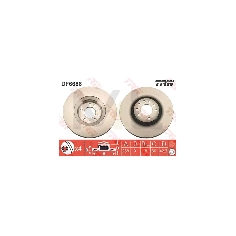 TRW DF6686 Brake Disc for SUZUKI IGNIS Solid, Painted | ML Performance Car Parts