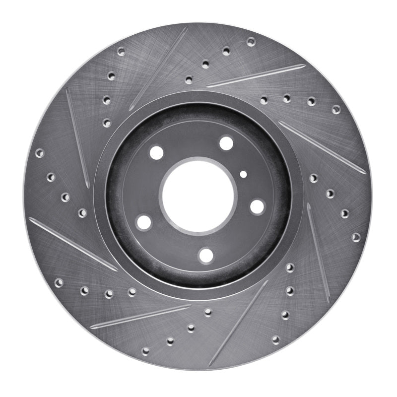 R1 Concepts R1 09-23 Nissan 370Z Front Right Drilled & Slotted Silver Brake Rotor