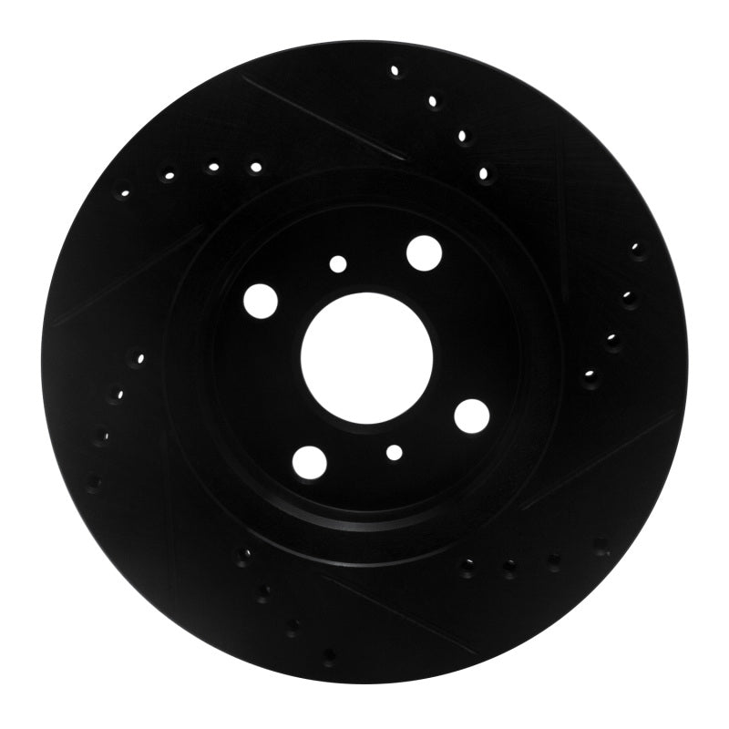 R1 Concepts R1 00-05 Toyota Echo Front Left Drilled & Slotted Black Brake Rotor