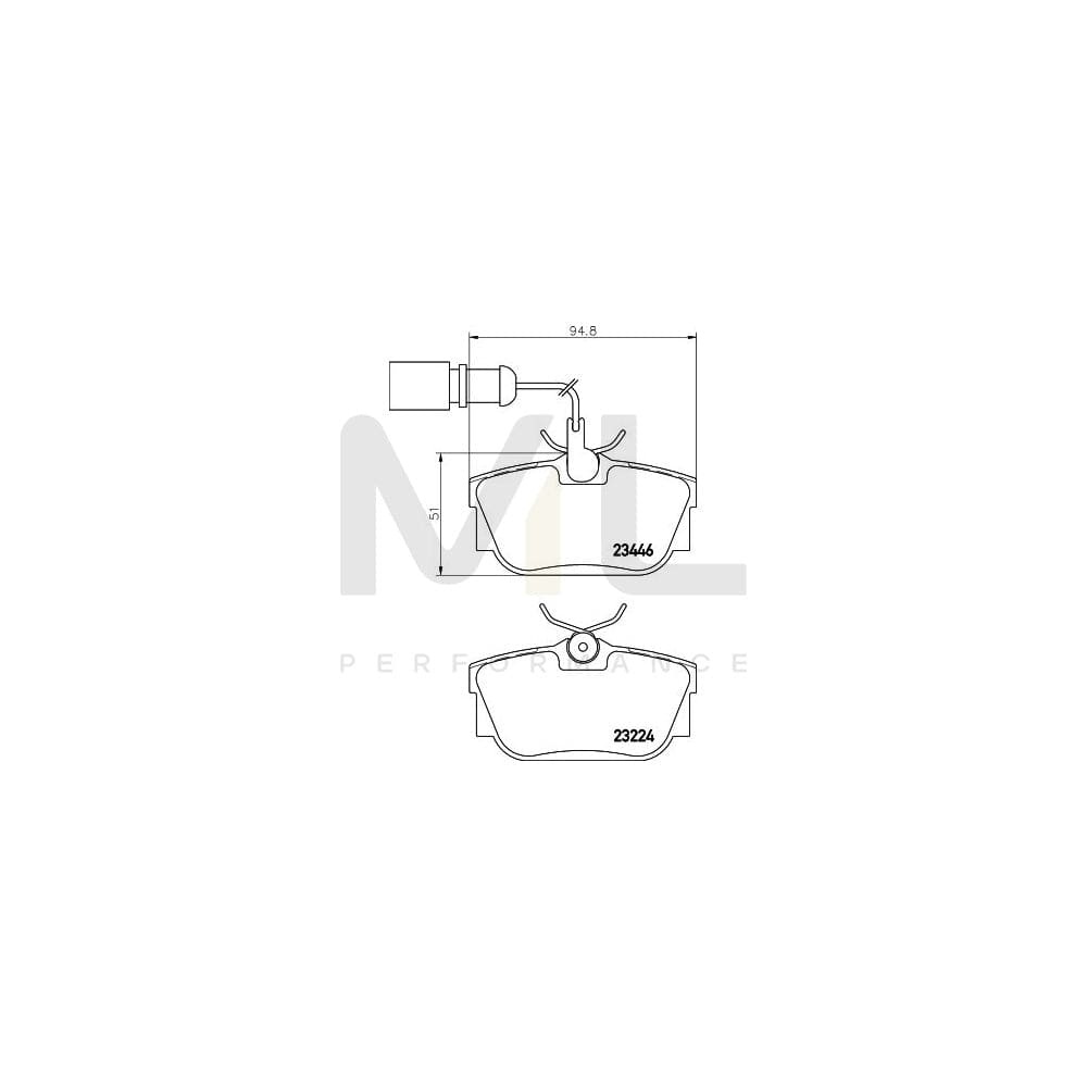 Hella 8DB 355 018-571 Brake Pad Set With Integrated Wear Warning Contact, With Brake Caliper Screws, With Accessories