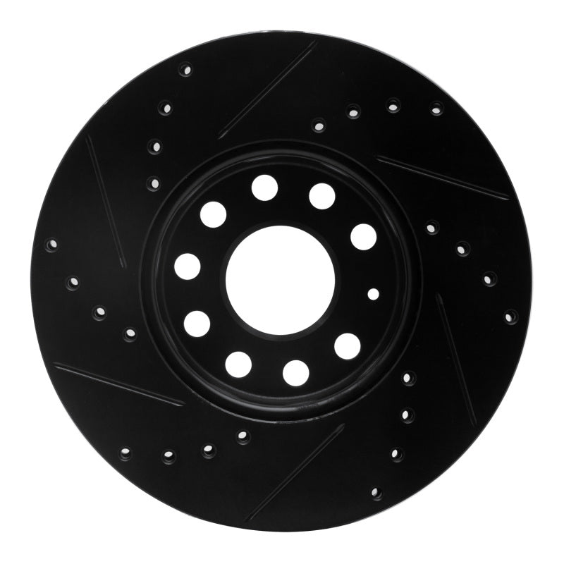 R1 Concepts R1 05-25 Audi A3 (Mexico) Front Right Drilled & Slotted Black Brake Rotor