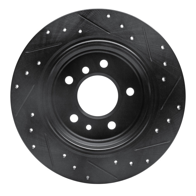 R1 Concepts R1 89-95 BMW 530I Rear Left Drilled & Slotted Black Brake Rotor