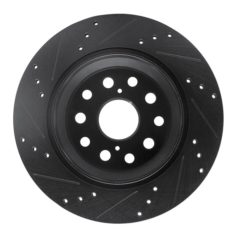 R1 Concepts R1 07-17 Lexus LS460 Rear Right Drilled & Slotted Black Brake Rotor
