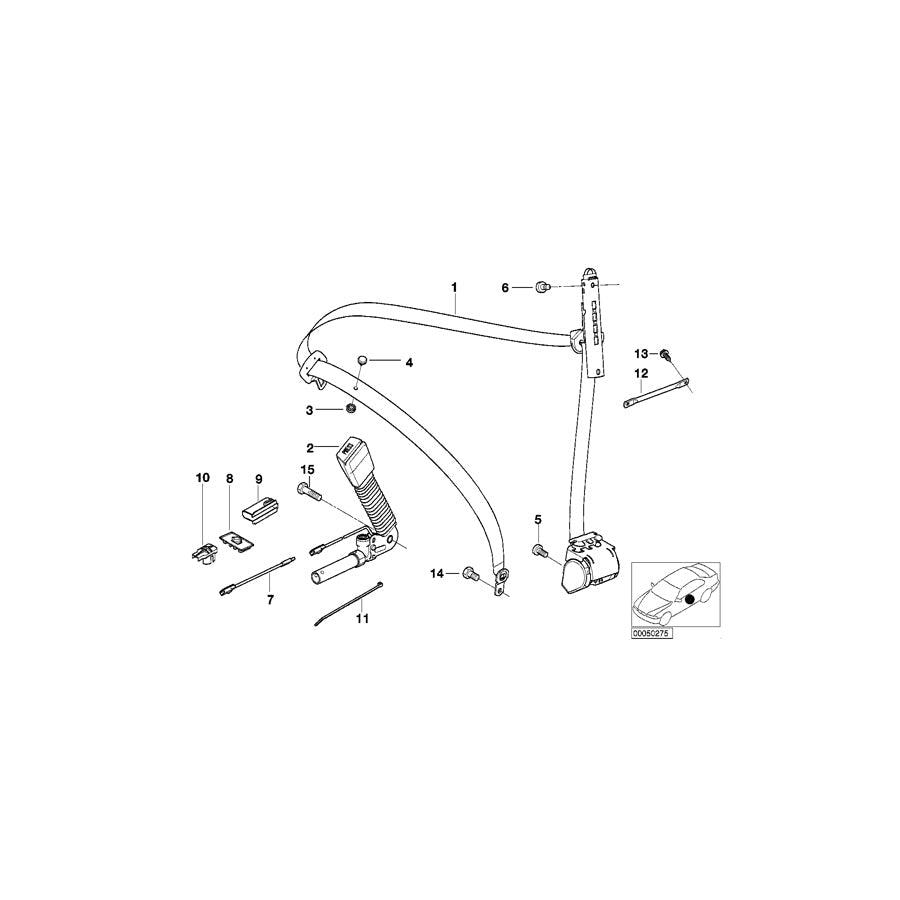 Genuine BMW 72118240232 E46 Rght Frnt Upper Belt W/O Force Limiter (Inc. 325i, 330d & 330i) | ML Performance US Car Parts