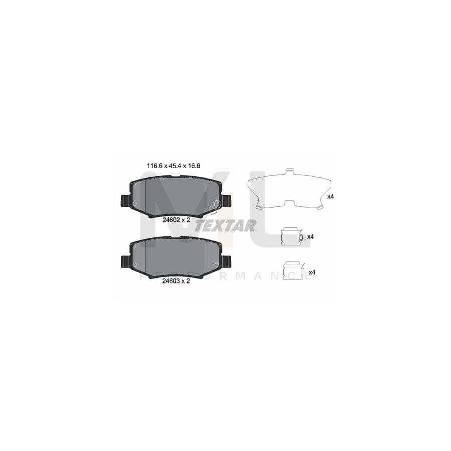 TEXTAR 2460201 Brake pad set with acoustic wear warning, with accessories | ML Performance Car Parts