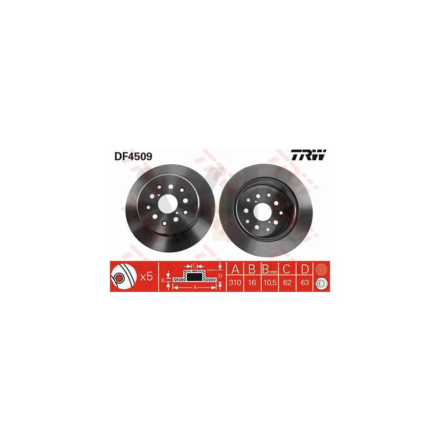 TRW DF4509 Brake Disc Solid, Painted | ML Performance Car Parts