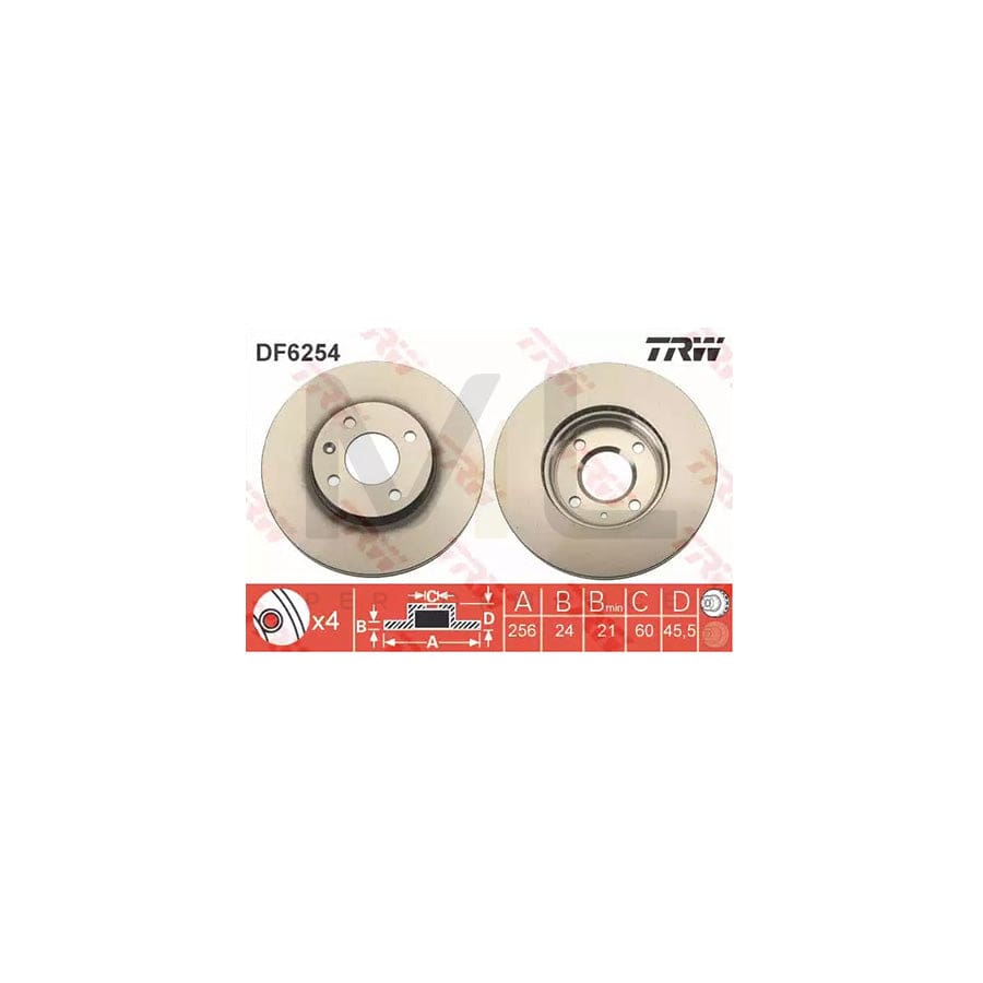 TRW DF6254 Brake Disc Vented, Painted | ML Performance Car Parts