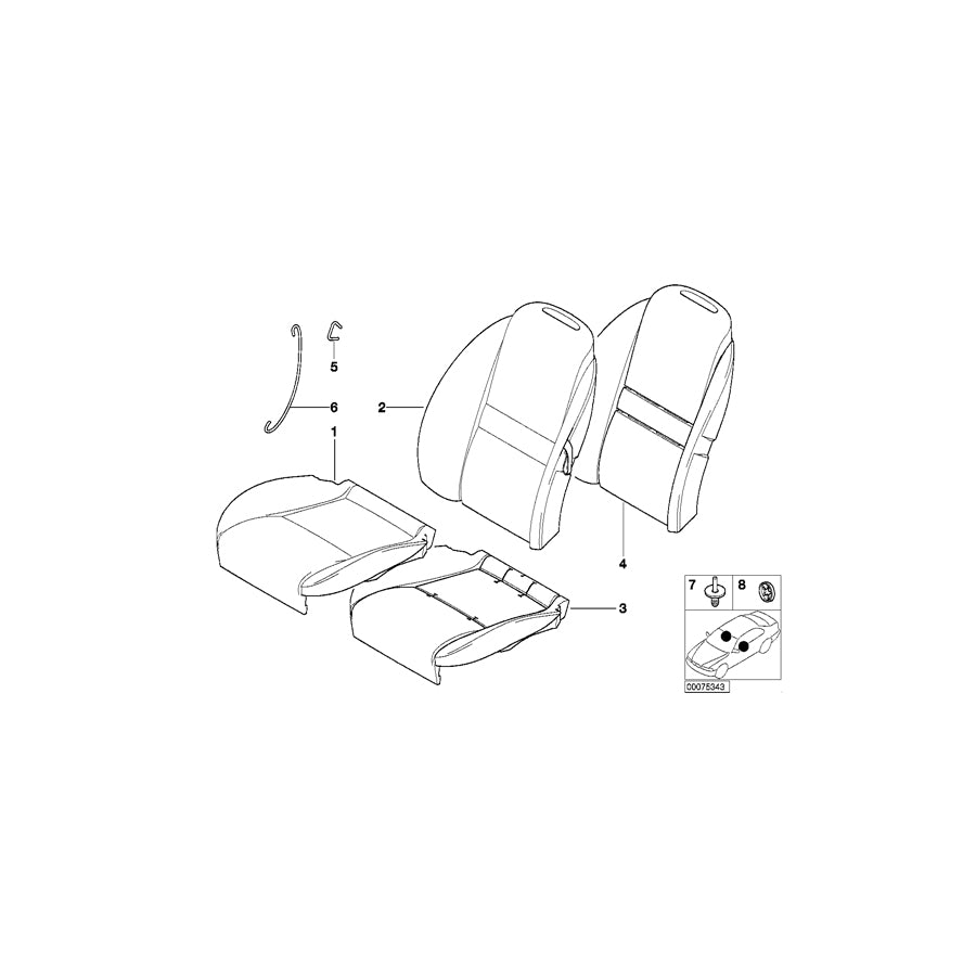 Genuine BMW 52108025867 E52 Seat Cover Leather Left SCHWARZ/SCHWARZ (Inc. ALPINA V8) | ML Performance US Car Parts