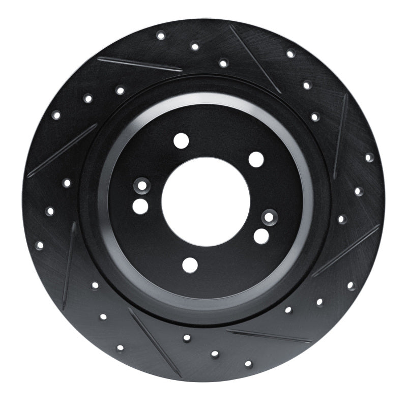 R1 Concepts R1 21-25 Hyundai Sonata Rear Right Drilled & Slotted Black Brake Rotor