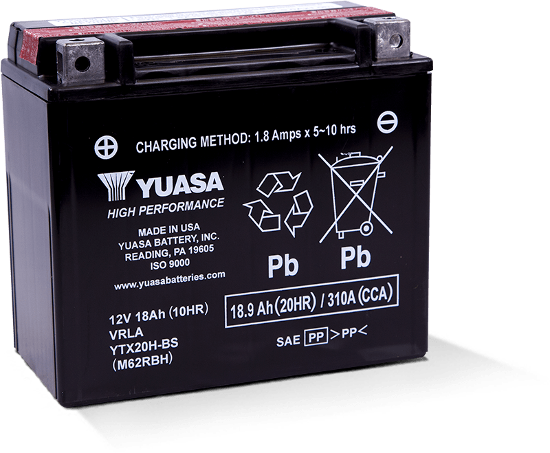 Yuasa Battery Yuasa YTX20H-BS High Performance AGM 12-Volt Battery w/Bottle