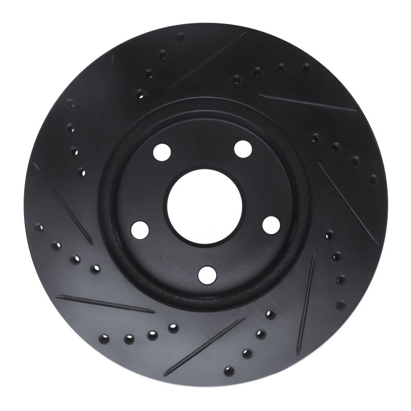 R1 Concepts R1 91-97 Toyota Previa Front Right Drilled & Slotted Black Brake Rotor