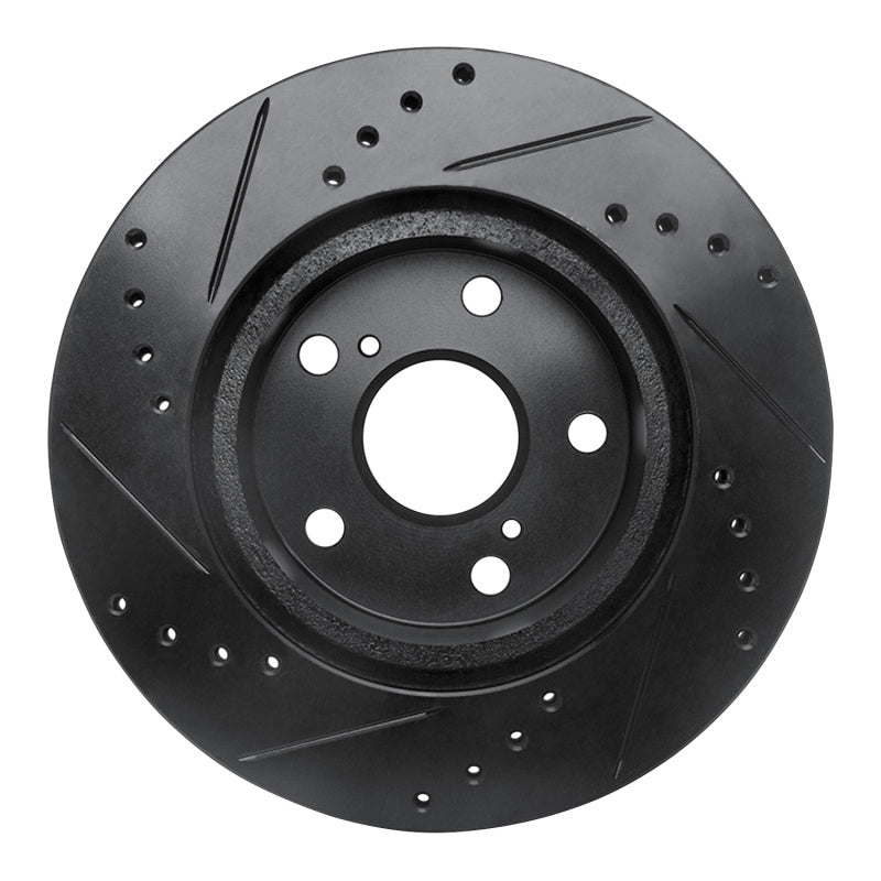 R1 Concepts R1 89-92 Toyota Cressida Front Right Drilled & Slotted Black Brake Rotor
